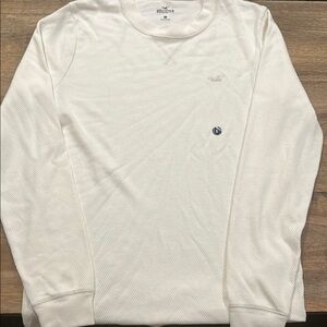Hollister White Long Sleeve Shirt waffle small